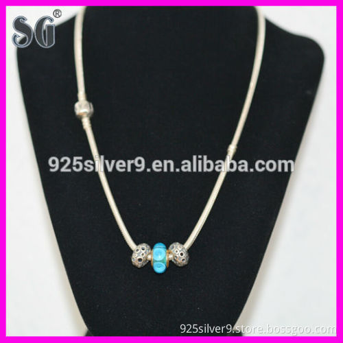 925 Sterling Silver Materials Oxidized & Rhudium Plating Silver Charms Necklaces Fit For European Style Jewelry